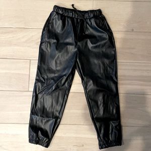 Black leather vegan jogger pants new unisex